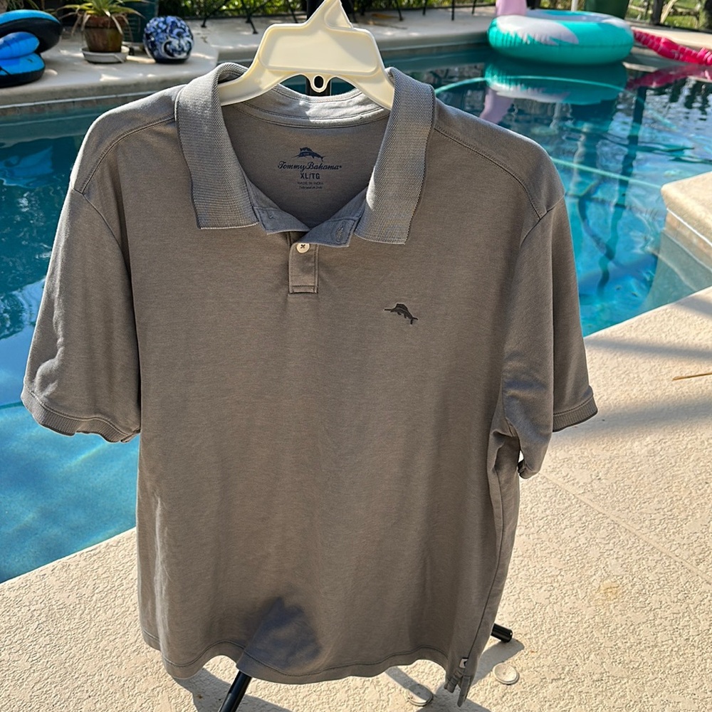 Tommy Bahama Gray Polo Shirt XL/TG Short Sleeve Casual Soft Knit Tee